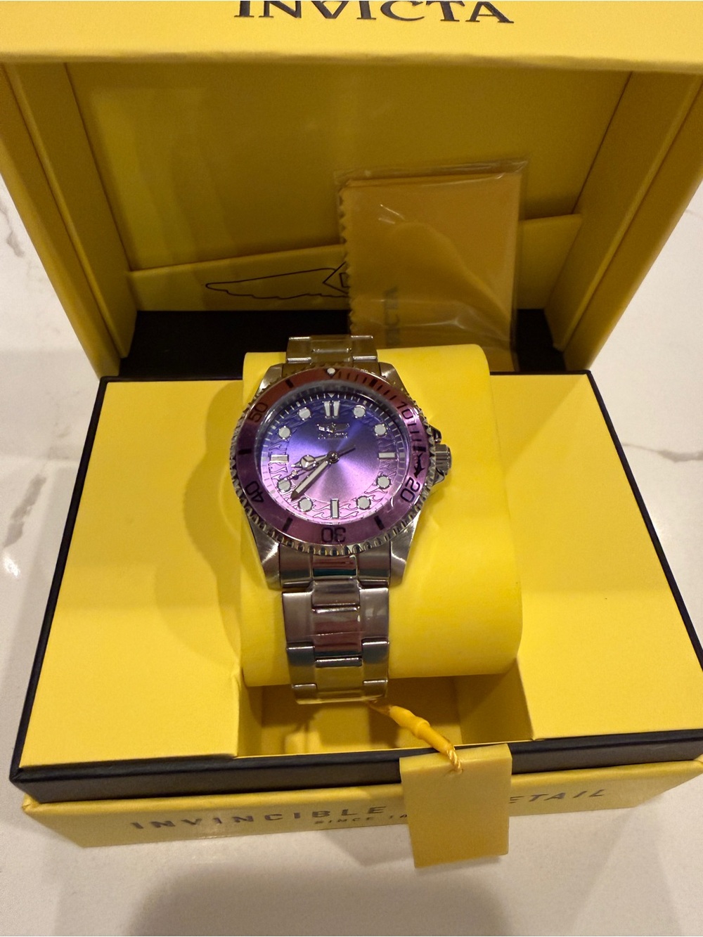 New Invicta Men’s Stainless Steel Watch with Purple Gradient Dial